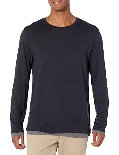 Produktbild: Vince Herren Dbl Layer L/S Crew Hemd, Coastal/Med H Grey, Mittel