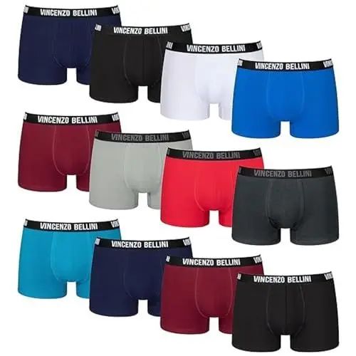 Produktbild: Vincenzo Bellini Herren Boxershorts Premium - Made in EU - Ohne kratzenden Zettel - Atmungsaktive Herren Unterwäsche (8er & 12er Pack) (XXL, Regular, Regular, Mehrfarbig 12er)