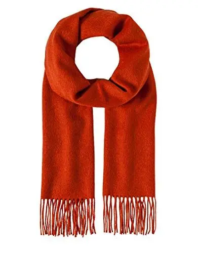 Produktbild: Vincenzo Boretti Herren Damen Schal aus Wolle & Kaschmir klassisch modern elegant edel uni einfarbig warm leicht fein Herrenschal mit Fransen dunkelorange