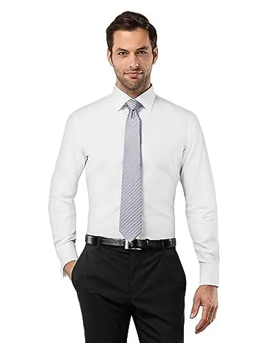 Produktbild: Vincenzo Boretti Herren Hemd Umschlagmanschette bügelfrei 100% Baumwolle Slim-fit Uni weiß 41-42