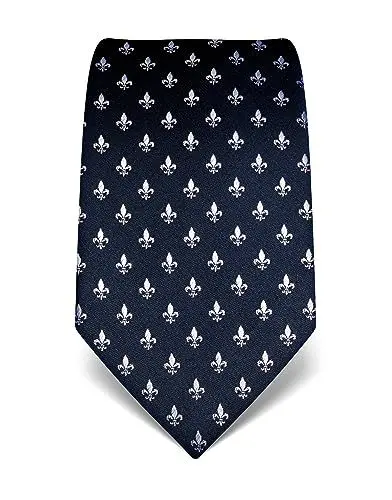Produktbild: Vincenzo Boretti Herren Krawatte reine Seide Fleur-de-Lis Muster edel Männer-Design zum Hemd mit Anzug für Business Hochzeit 8 cm schmal/breit dunkelblau