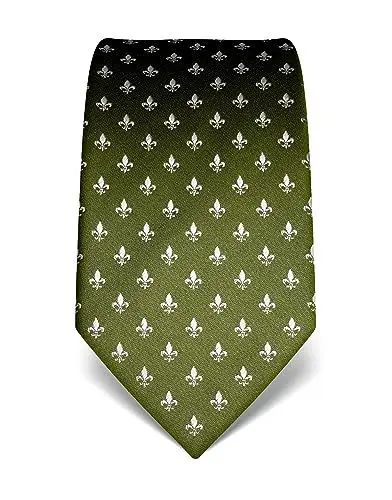 Produktbild: Vincenzo Boretti Herren Krawatte reine Seide Fleur-de-Lis Muster edel Männer-Design zum Hemd mit Anzug für Business Hochzeit 8 cm schmal/breit grün