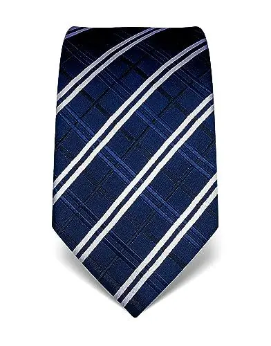 Produktbild: Vincenzo Boretti Herren Krawatte reine Seide Karo Muster kariert edel Männer-Design zum Hemd mit Anzug für Business Hochzeit 8 cm schmal/breit dunkelblau