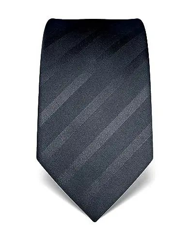 Produktbild: Vincenzo Boretti Herren Krawatte reine Seide Ton in Ton gestreift edel Männer-Design zum Hemd mit Anzug für Business Hochzeit 8 cm schmal/breit anthrazit