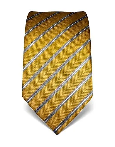 Produktbild: Vincenzo Boretti Herren Krawatte reine Seide gestreift edel Männer-Design zum Hemd mit Anzug für Business Hochzeit 8 cm schmal/breit gold