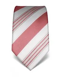 Produktbild: Vincenzo Boretti Herren Krawatte reine Seide gestreift edel Männer-Design zum Hemd mit Anzug für Business Hochzeit 8 cm schmal/breit altrosa