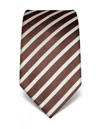 Produktbild: Vincenzo Boretti Herren Krawatte reine Seide gestreift edel Männer-Design zum Hemd mit Anzug für Business Hochzeit 8 cm schmal/breit braun