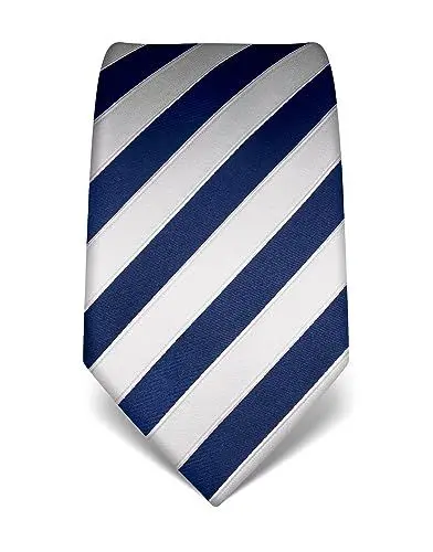 Produktbild: Vincenzo Boretti Herren Krawatte reine Seide gestreift edel Männer-Design zum Hemd mit Anzug für Business Hochzeit 8 cm schmal/breit dunkelblau