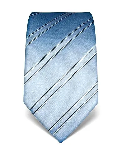 Produktbild: Vincenzo Boretti Herren Krawatte reine Seide gestreift edel Männer-Design zum Hemd mit Anzug für Business Hochzeit 8 cm schmal/breit hellblau