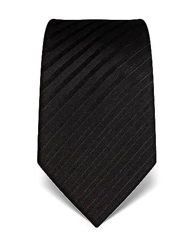 Produktbild: Vincenzo Boretti Herren Krawatte reine Seide gestreift edel Männer-Design zum Hemd mit Anzug für Business Hochzeit 8 cm schmal/breit schwarz