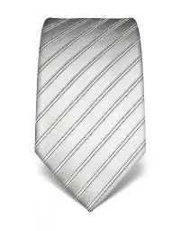 Produktbild: Vincenzo Boretti Herren Krawatte reine Seide gestreift edel Männer-Design zum Hemd mit Anzug für Business Hochzeit 8 cm schmal/breit silber