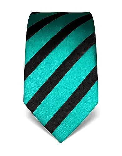 Produktbild: Vincenzo Boretti Herren Krawatte reine Seide gestreift edel Männer-Design zum Hemd mit Anzug für Business Hochzeit 8 cm schmal/breit türkis