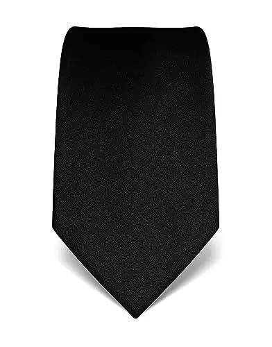 Produktbild: Vincenzo Boretti Herren Krawatte reine Seide uni einfarbig edel Männer-Design zum Hemd mit Anzug für Business Hochzeit 8 cm schmal/breit schwarz