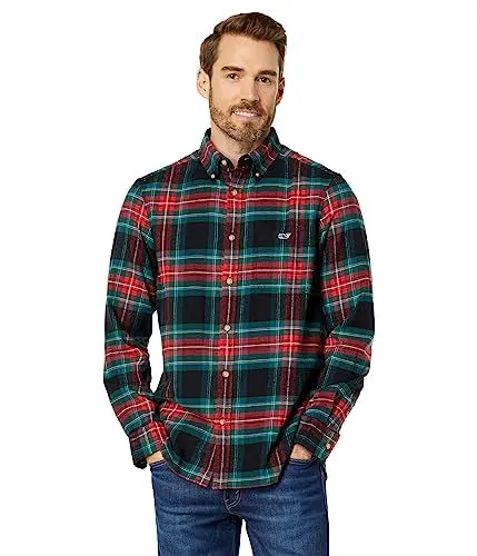 Produktbild: vineyard vines Herren Flanellhemd mit Schottenkaro Hemd, Apres Tartan Schwarz, X-Klein