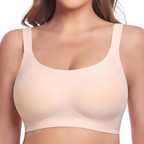 Produktbild: Vinfact Glatter BHS Damen Ohne Bügel Bügelloser BH Halt Grosse Grössen Ultrakomfortabler Tshirt Bra Soft Atmungsaktiver Schlaf Bralette mit zusätzlicher Verlängerung Nude XL