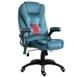 Produktbild: Vinsetto Bürostuhl Massagesessel mit Wärmefunktion Chefsessel mit Massagefunktion höhenverstellbarer Drehstuhl ergonomischer Gamingstuhl Massage Blau 68 x 72 x 110–120 cm