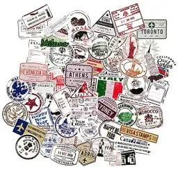 Produktbild: Vintage Aufkleber Länder Briefmarken Retro Koffer Reiseaufkleber Aufzählungszeichen Scrapbooking Reiseaufkleber Vintage tragbares Gepäck Reisetagebuch Notizbuch Kalender
