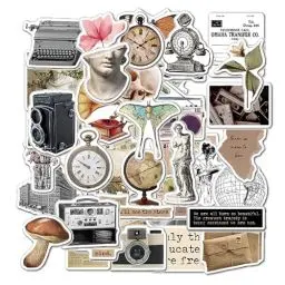 Produktbild: Vintage Sticker Aesthetic Aufkleber 50 Stück, Scrapbook Retro Aufkleber, Wasserfest Sticker Set für Laptop,Fahrrad,Motorrad,Koffer,Skateboard,Helm,Wasserflasche,Lustige Sticker für Erwachsene Kinder