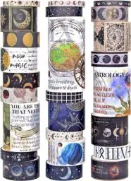 Produktbild: Vintage Washi Tape Set, 25 Rollen Mix Size Letter Galaxy Washi Tapes für Journaling Supplies, Scrapbooking, Junk Journal, Celestial Aufkleber für Bullet Journaling, Geschenk DIY