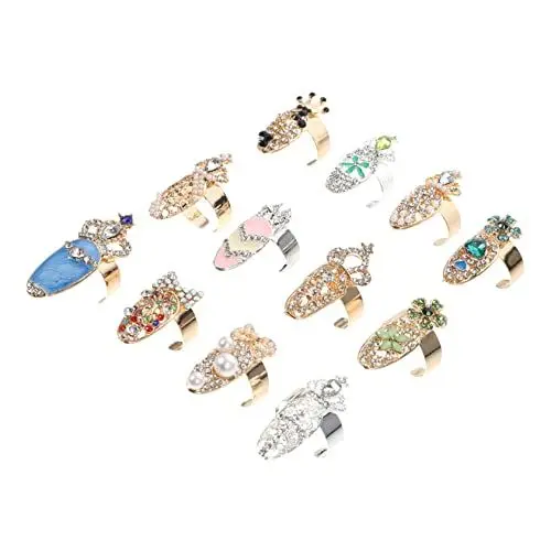 Produktbild: VINTORKY 12St Nagelset Ring Hände Halloween-Kostüm-Nagelring Ring Nagel Nail-Art-Dekorationen bescherung weihnachten geldgeschenke weihnachten nägel zubehör Nagelkunst- Kristall