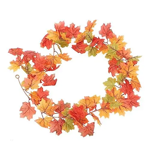 Produktbild: VINTORKY 1stück Künstliche Ahornblätter Rattan Für Halloween Und Erntedankfest Dekoration Für Hochzeiten Partys Und Zuhause Simulierte Herbst-Vine Orange Und Rot