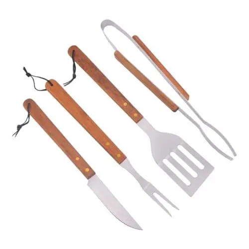 Produktbild: VINTORKY 1 Satz Grillutensilien grillzangen Set grillspachtel Set Grillset Barbeque Set Grillrost Tragbare Grillwerkzeuge Outdoor-Grillgeräte Rostfreier Stahl Holzgriff und Schaufel