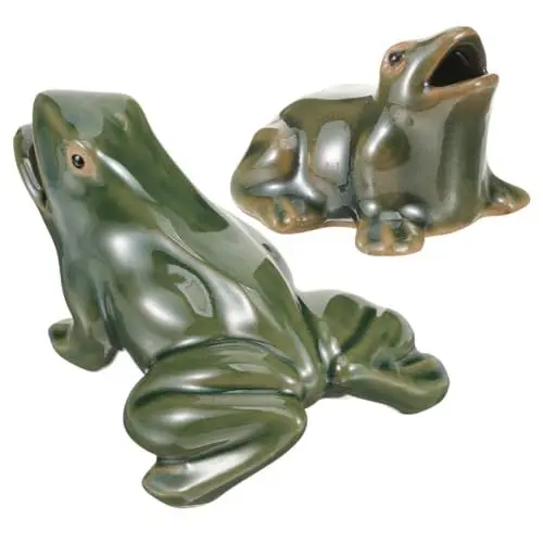 Produktbild: VINTORKY 2St Froschteich oberirdischer Poolbrunnen dekoratives Brunnendekor Pilz Frösche Wasser gartendekoration gartendeko rostoptik Keramik-Brunnen- Brunnenfrosch aus Keramik Green