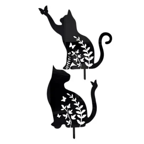 Produktbild: VINTORKY 2St Gartendekoration Gartentierpfähle Hofkatzenschild zum einzug für den einzug Blak Dekorationen schmücken gartenkatze Dekoration Terrassen-Katzenpfahl draussen