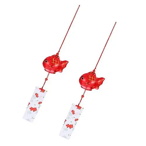 Produktbild: VINTORKY Zartes Glas-Windspiel-Set Mit Japanischem Ästhetischem Rotem Thema Windglocken- Für Den Innenbereich