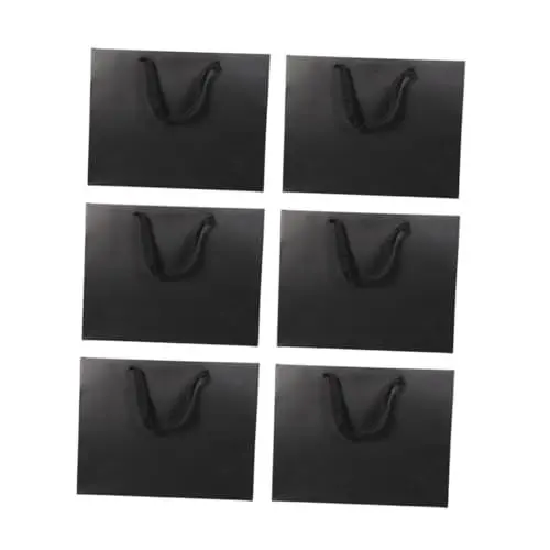 Produktbild: VINTORKY 6St Geschenkverpackungsbeutel Einkaufstasche für Lebensmittel schwarze Goodie-Bag Papiertüten mit Griffen kleine Goodie-Bags Laminierung Geschenktasche Süßigkeitentasche Packsack