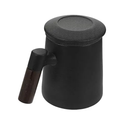 Produktbild: VINTORKY Keramik Tee-ei Becher Deckel High-end Holzgriff 400ml Büro Kaffeetasse