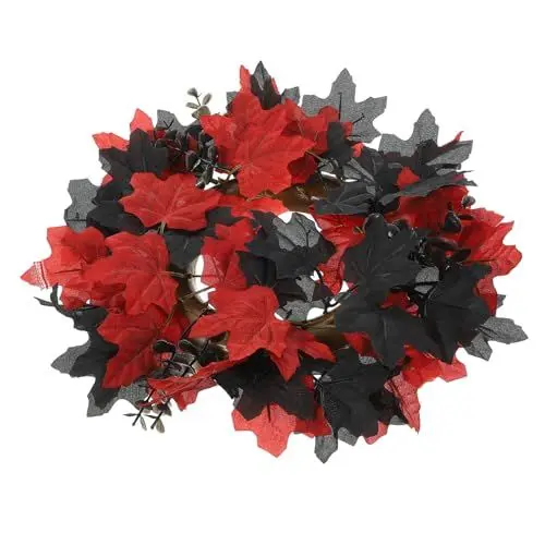 Produktbild: VINTORKY Party-hängende Wreath Simulierten Schwarzen Ahornblättern Halloween-Dekoration Für Türen Fenster Und Feiern Große Eukalyptus-hängedekoration