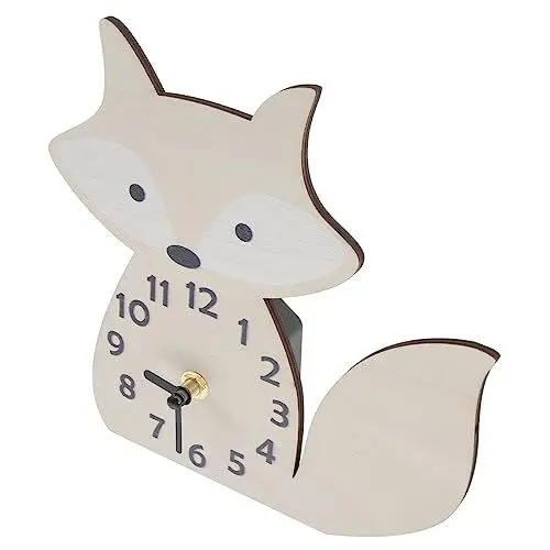Produktbild: VINTORKY Fuchsuhr Stille Uhr Pendelwanduhr Cartoon-wanduhr Haushaltsdekoration Schlafzimmer-wanduhr Kreative Hängeuhr Dekor Für Zu Hause Nicht Tickende Uhren Holz Tier Kind Pendeluhr