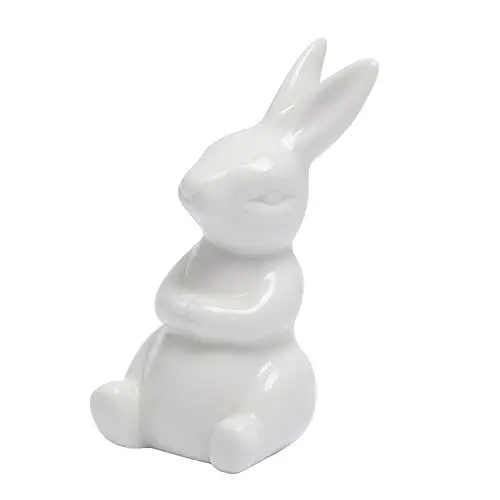 Produktbild: VINTORKY Hausschmuck Handgefertigte Keramik Kunst Perfekte Größe für Heimdekoration Hasenfiguren aus Keramik Osterhase aus Keramik Frühlingsdeko Schreibtischzubehör Desktop-Dekoration Glas