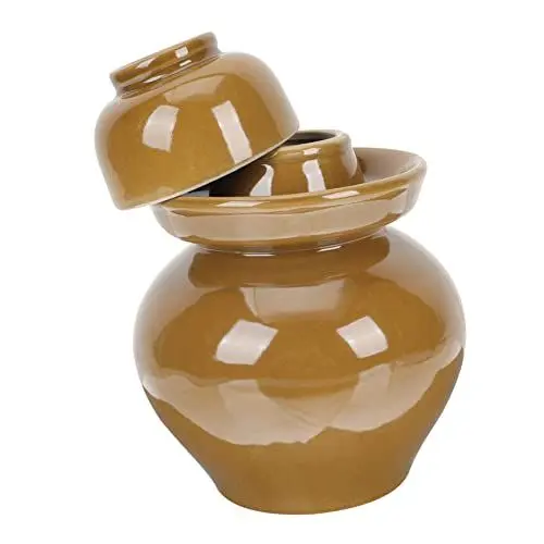 Produktbild: VINTORKY Irdener Topf Kimchi-Glas traditionelles Gärgefäß Steintopf Gemüse wattestäbchen behälter Glas für Gurke Einmachglas aus Keramik Haushalt Container Krug Lagertank