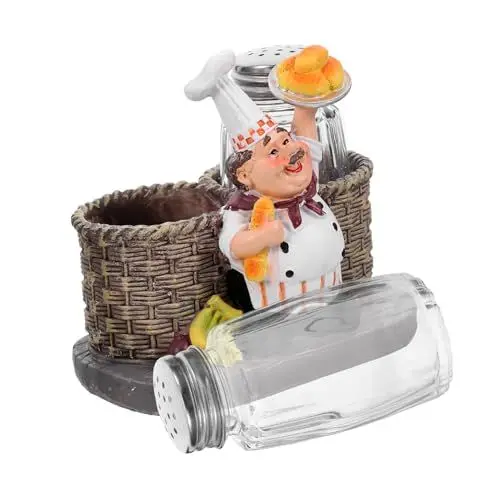Produktbild: VINTORKY Europäisches Design Chef Statue Gewürzglashalter Gewürzflasche Küche Salz Pfefferstreuer Für Camping Picknick