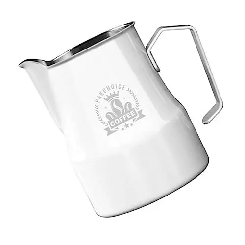 Produktbild: VINTORKY Milchkanne stainless steel inoxlm Kaffeekrug Milchaufschäumkännchen messbecher Kaffeetasse Milchkännchen Küchengerät Rostfreier Stahl Milchbecher Metall Container Weiß
