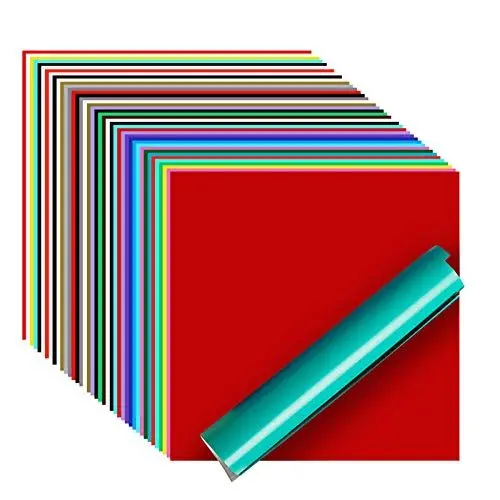 Produktbild: Vinylfolie Plotter, 40 PACK Permanentem Klebefolien, 30,5 x 30,5 cm iImagine Vinyl Selbstklebend Vinyl glänzend, matt und für Zeichen und Klebstoff Vinyl für Cricut, Silhouette und Cameo Cutter