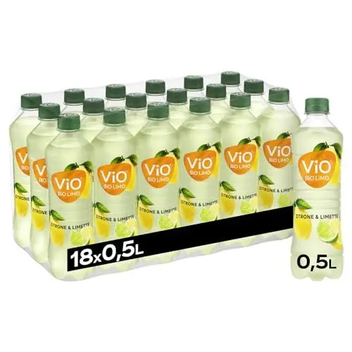 Produktbild: ViO BiO LiMO Zitrone-Limette - vegane Bio-Limonade mit frischem Geschmack aus Limetten und Zitronen - in umweltfreundlichen, 100 % recycelbaren Einweg Flaschen (18 x 500 ml)