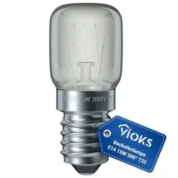 Produktbild: VIOKS Glühbirne E14 15W 230V 300°C 22mmØ 48mm für Neff AEG Bauknecht Herd Kühlschrank Mikrowelle - T22 Leuchtmittel E14 Lampe Kühlschrank Birne 15W - Leuchtmittel für Backöfen & Herde
