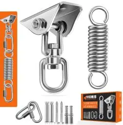Produktbild: Viomis Deckenhaken Komplettset: 360° Drehbare Deckenhalterung & Schwingfeder für Hängesessel, Boxsack - Bis 450kg - Rostfrei, für Innen- & Außenbereich