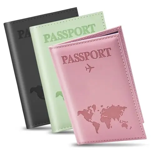 Produktbild: Vipuikos 3 Stück PU-Leder Reisepasshülle Set - Organizer für Reisepass, Karten, Ticketkarte, Bordkarten - Mehr Stauraum für Männer und Herren - 3 Farben