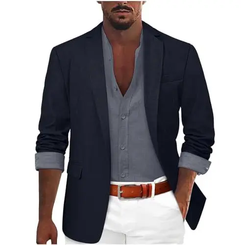 Produktbild: VIRACIN Sakko Herren Sport Sportlich Business Slim Fit Suits Männer Regular Fit Freizeit Anzug Modern Einfarbig Herrensakko Sportsakko Leichte Hochzeit Anzugjacke Blazer