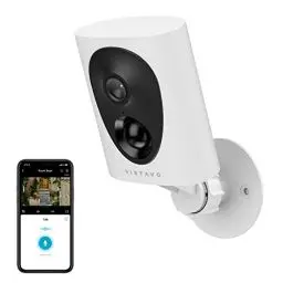 Produktbild: virtavo Überwachungskamera Aussen Akku WLAN HD 1080P Kabellos Kamera, Nachtsicht WiFi Outdoor,außen/innen Farbnachtsicht, Funktioniert mit Alexa, PIR, 2-Wege Audio Cloud/SD Storage