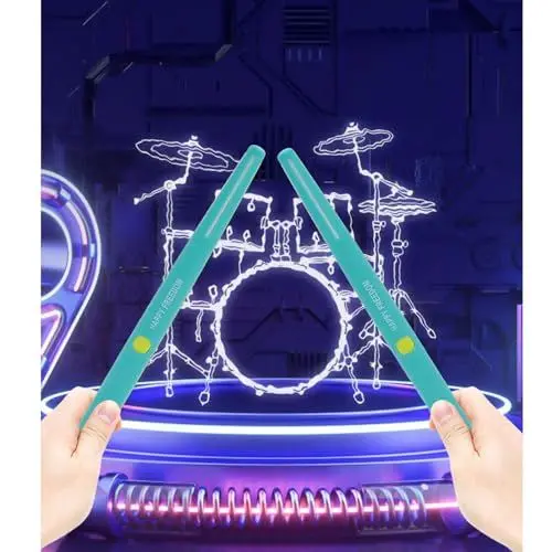 Produktbild: Virtual Reality Schlagzeug Set, Elektronisches Schlagzeug Set mit Bunten Lichteffekten, Tragbares Virtuelles Luft Schlagzeug Set, Digitale Percussion Maschine für Teenager