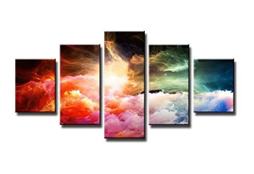 Produktbild: 5-teiliges Leinwandbild 160x80 cm Kunstdruck auf Leinwand Moderne Wanddekoration für Wohnzimmer, Schlafzimmer, Büro – tolle Farben, fertig gespannt, sofort aufhängbar, stilvolles Design (5546)