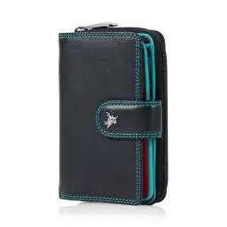Produktbild: Visconti Bifold Leder Damen Geldbörse Colorado Combination Leather mehrfarbig Purse (CD-22) RFID, Schwartz/Multi (Black Multi), Large