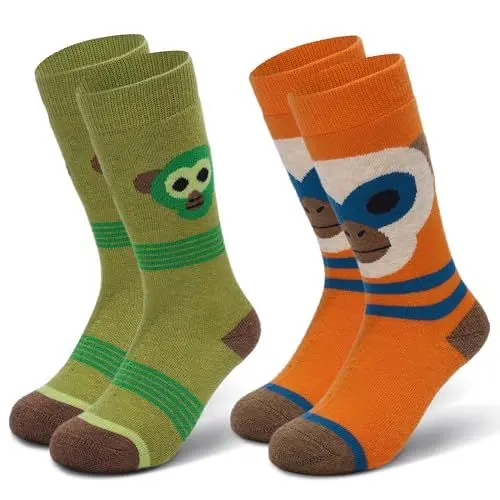 Produktbild: visionreast 2 Paar Skisocken Kinder Merino Wollsocken Kniestrümpfe Thermosocken Wintersocken Atmungsaktive Skistrümpfe Snowboard Socken für Jungen Mädchen Affe M