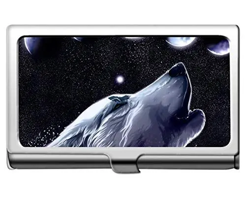 Produktbild: Visitenkartenetui aus Edelstahl Kartenhalter, Tier Wolf Mund Professionelle Visitenkartenhalter