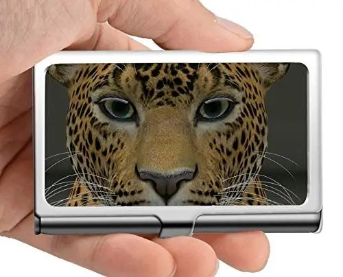Produktbild: Visitenkartenetui für Visitenkartenhalter, Visitenkartenhülle für Leopardenleopard-Kopf-Tierwelt